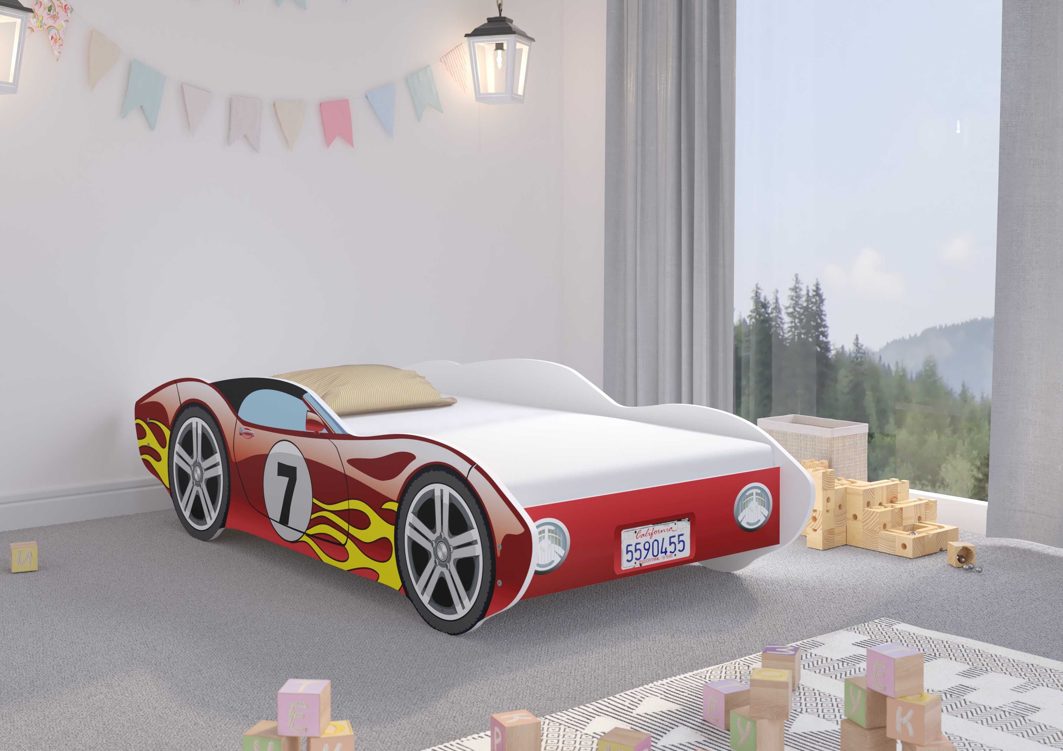 Pat copil masinuta corvette cu saltea 140x70 Albastru sau Rosu