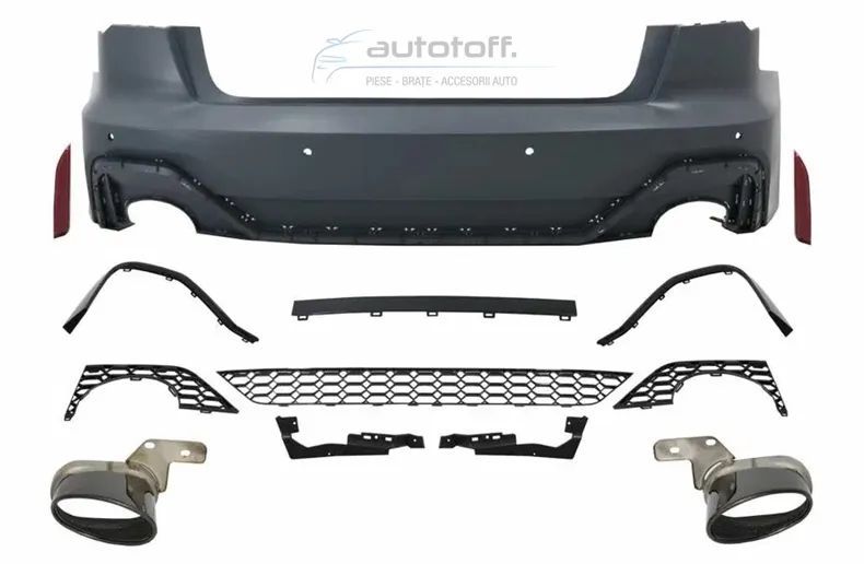 Bara Spate cu ornamente evacuare compatibil cu Audi A6 C8 4K Sedan (2018-Up) RS Design