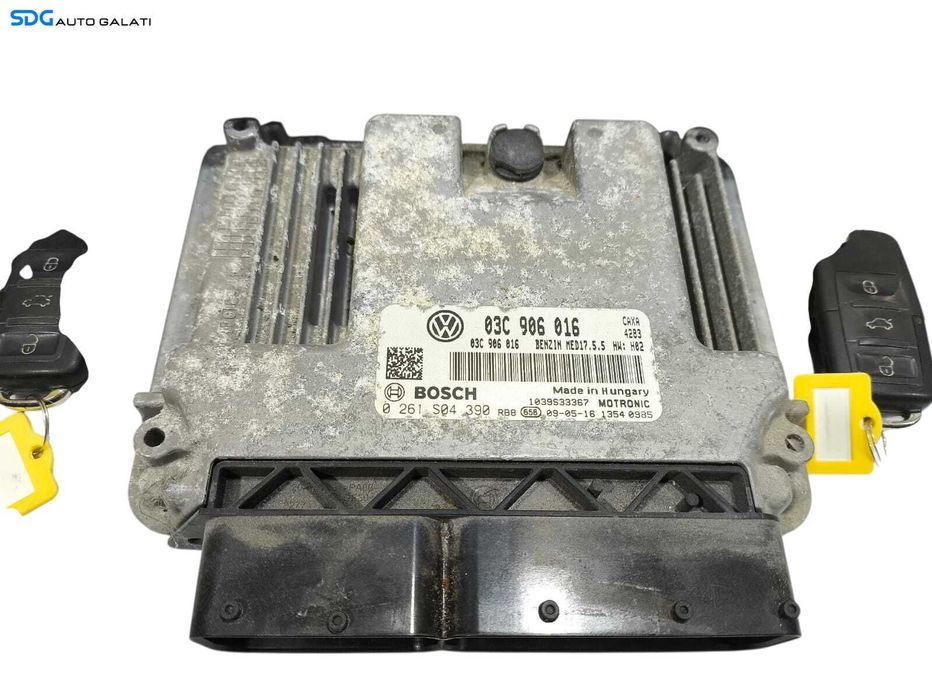 Kit Pornire ECU Calculator Motor Ceas Ceasuri Bord Chei Cheie CIP Imobilizator Volkswagen Golf 6 Plus 1.4 TSI CAXA 2008 - 2013 Cod 03C906016 0261S04390 5M0920970D [LR1614] [LR1615]