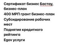 Бизнес-план, 400мрп грант, субсидии, егов