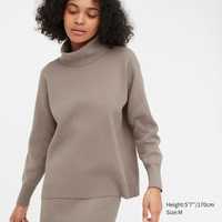 UNIQLO - свитер с высоким воротником из пряжи суфле - коричневый