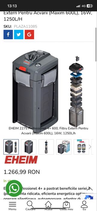 Acvariu 330 L cu pompa Eheim profesionala