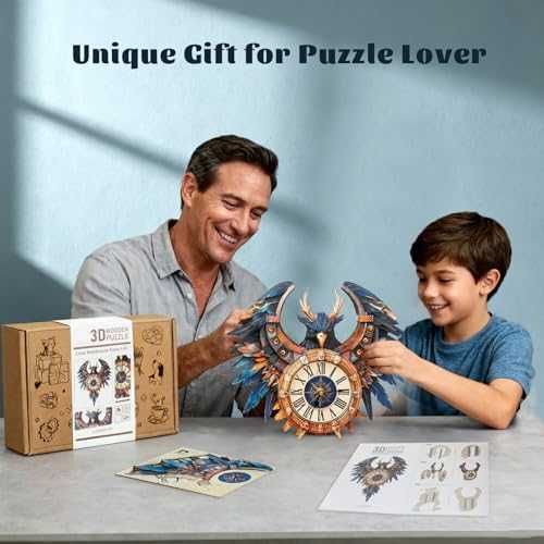 Нов Дървен Механичен 3D Пъзел Часовник Thunderbird – Хоби и Декор дом