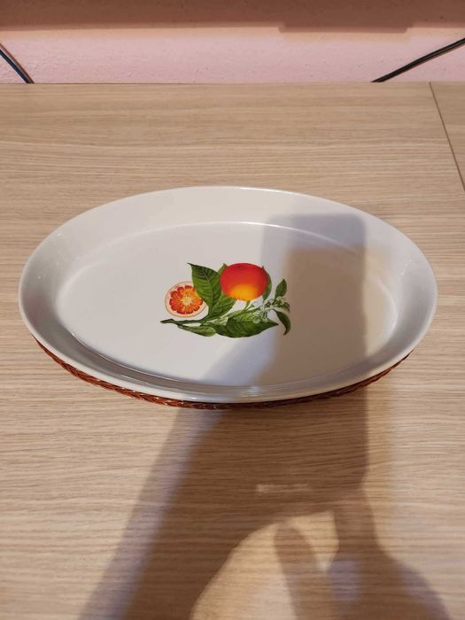 tava ovala ceramica cu cos de prezentare
