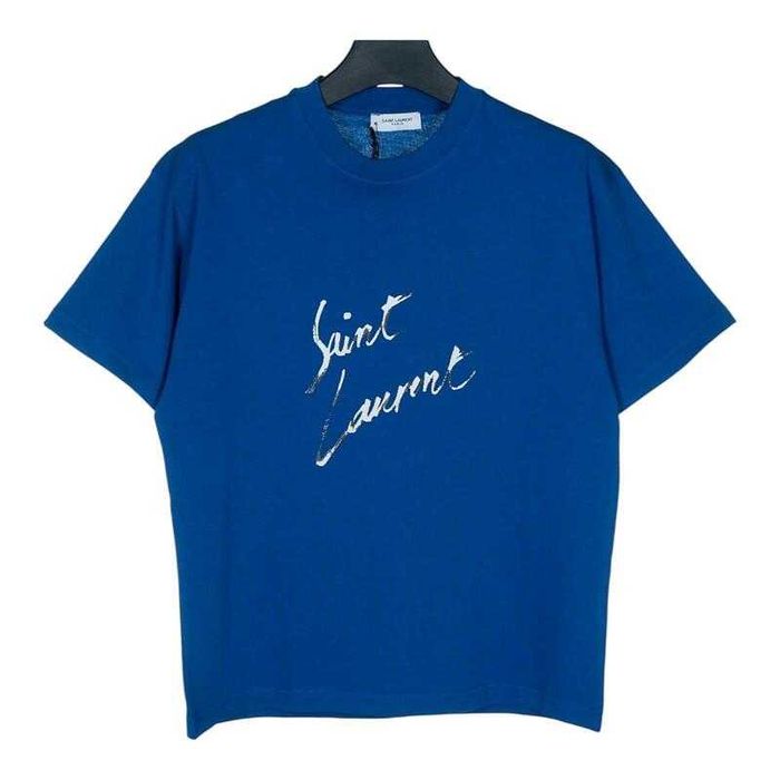 Нова мъжка  тениска на Saint Laurent homme - синя на цвят, XL размер