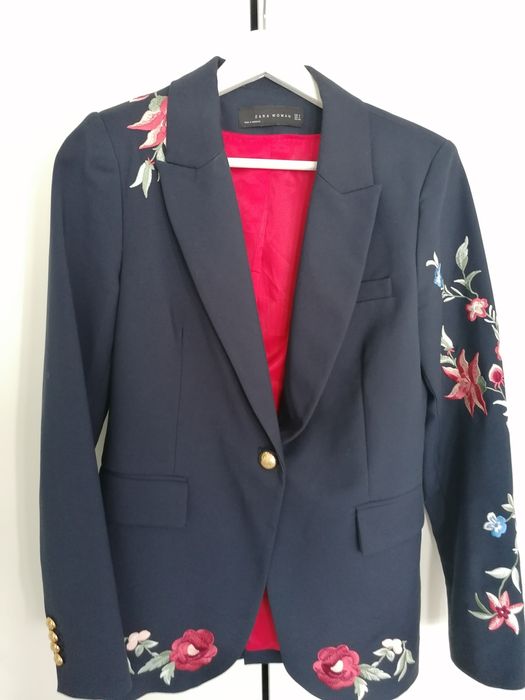 Sacou bleumarin cu broderii Zara, Marime S