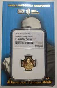 Moneda BNR 100 lei 2013 Marghiloman gradată NGC PF 69 aur 6,45g 300 ex