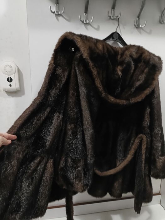 Haina de blana elegantă ecologica maro cu gluga