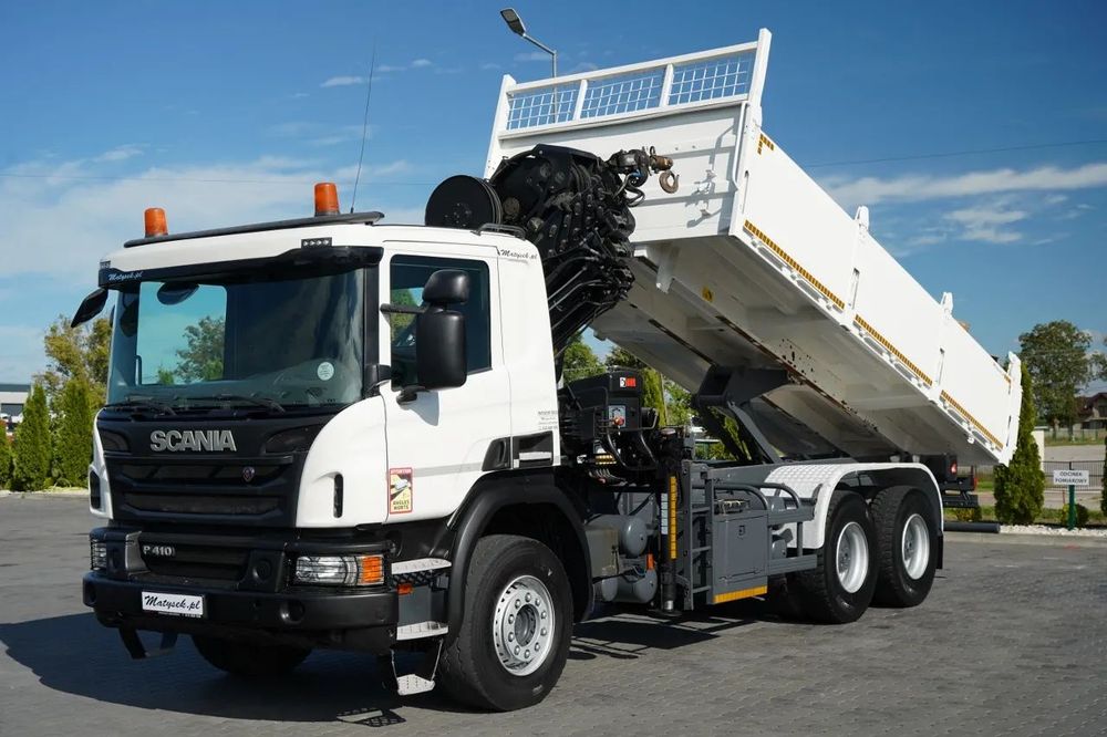 Scania P 410 / 6x4 / BASCULĂ - 6 M + HIAB XS 211 HDS / RADIOCOMANDĂ / EURO 6 / ROTARE / GRABĂ