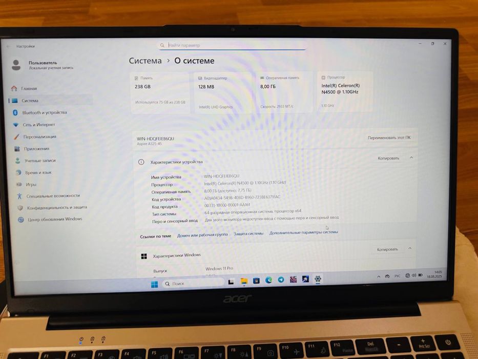 Acer noutbuk 3kun ishlagan yangi turibdi