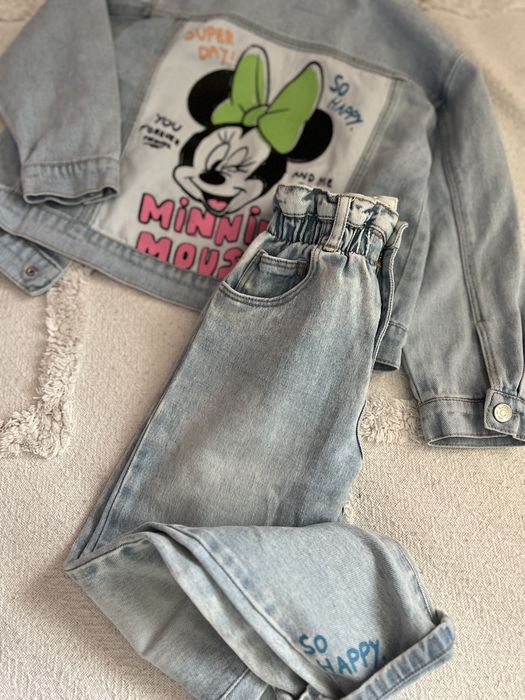 Дънков комплект на Zara Minnie Mouse за момиче 116 5-6г