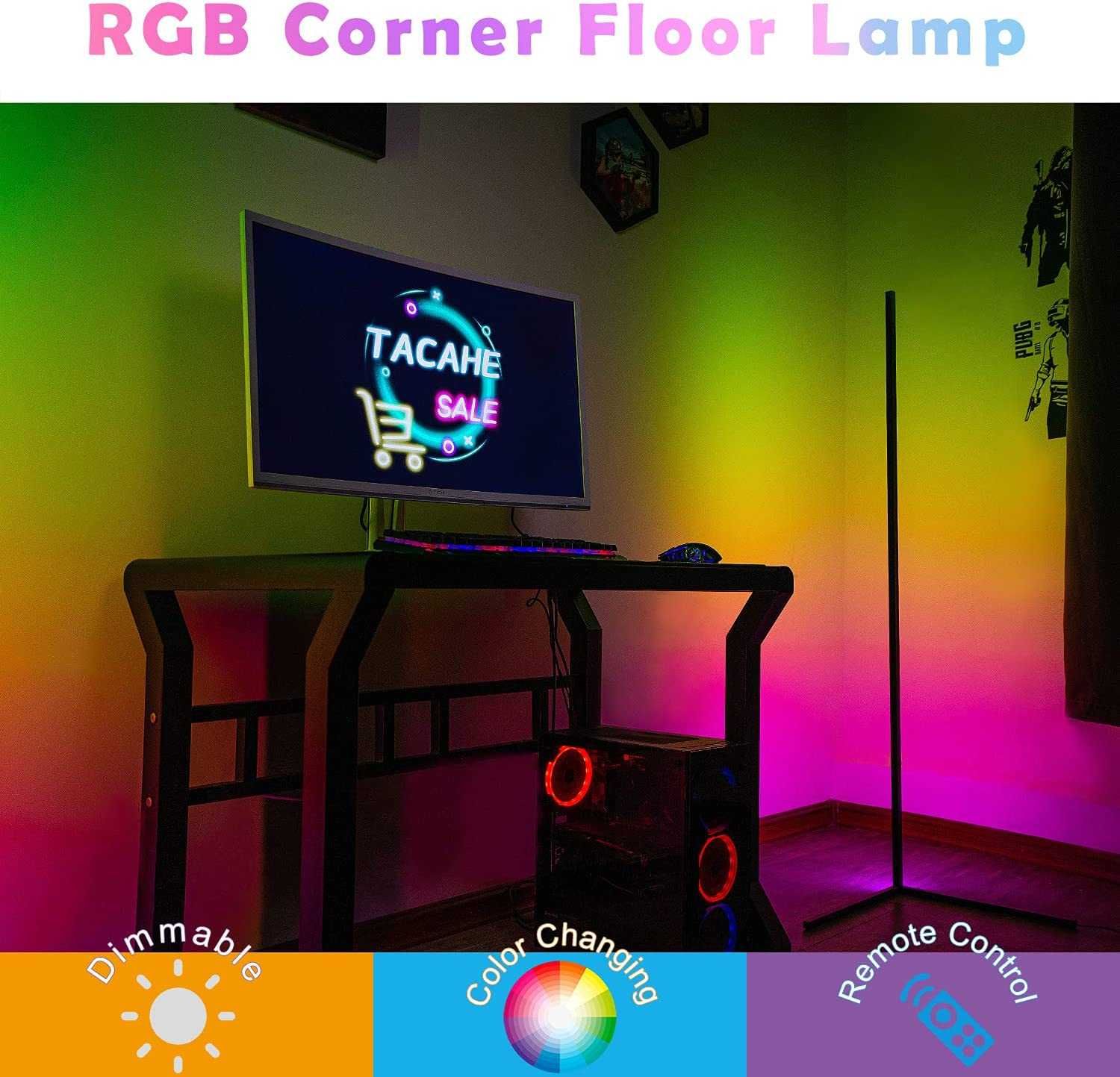ЛЕД подова лампа с RGB+ Бяло- 140 см, 20 вата
