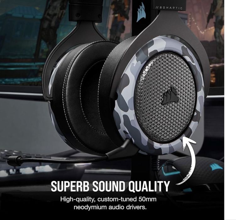 Геймърски слушалки Corsair HS60 Haptic