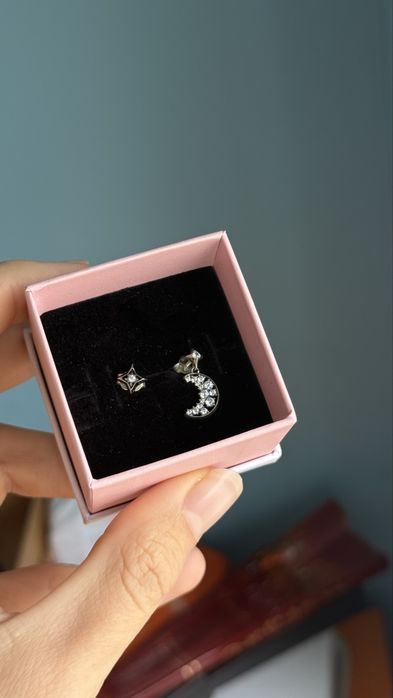 Обеци Pandora, звезда и луна, чисто нови