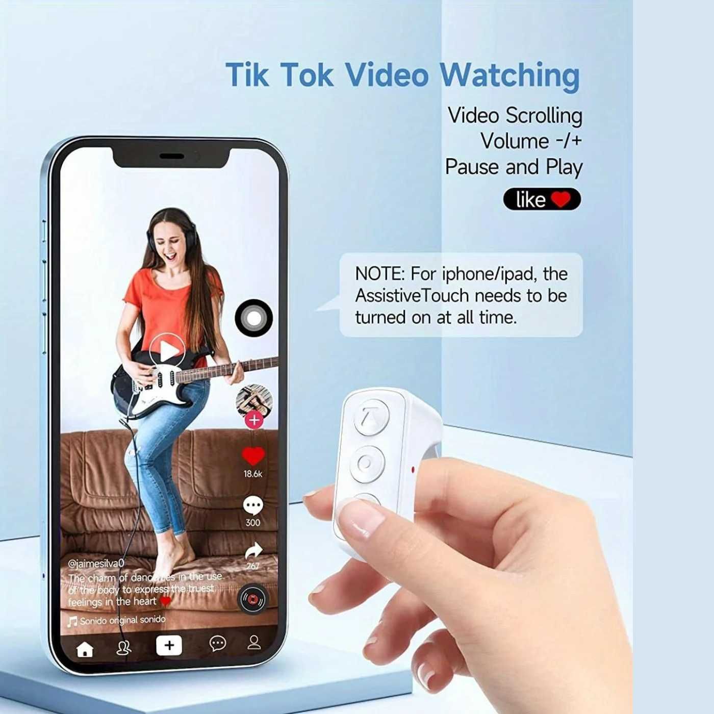 Tik Tok Controller,inel/telecomandă selfie/telefon