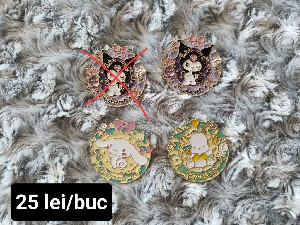 Pinuri personaje Sanrio: Kuromi, Hello Kitty, Cinnamoroll, Pochacco