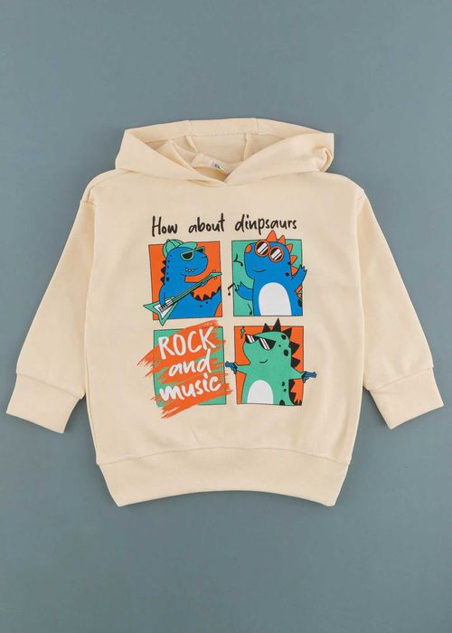 Детска памучна блуза с динозври, Екрю Цвят