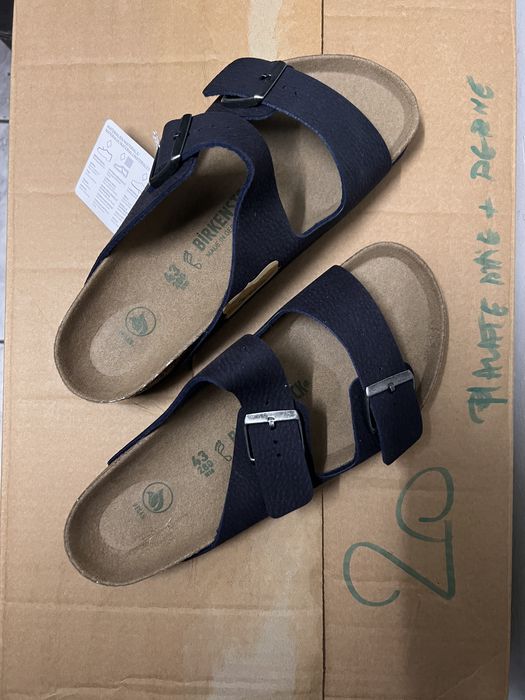 Birkenstock 43, bleumarin, piele intoarsa