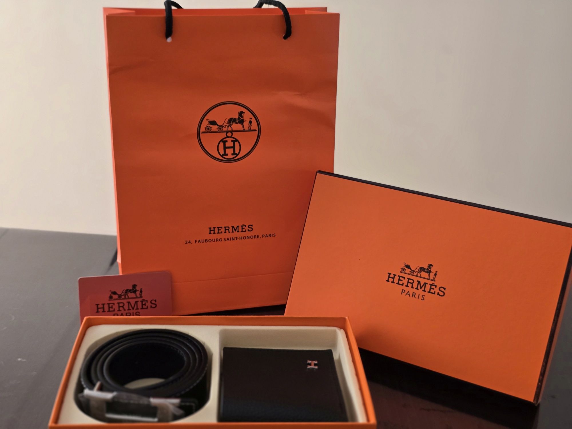 Комплект колан ш портфейл Hermes.