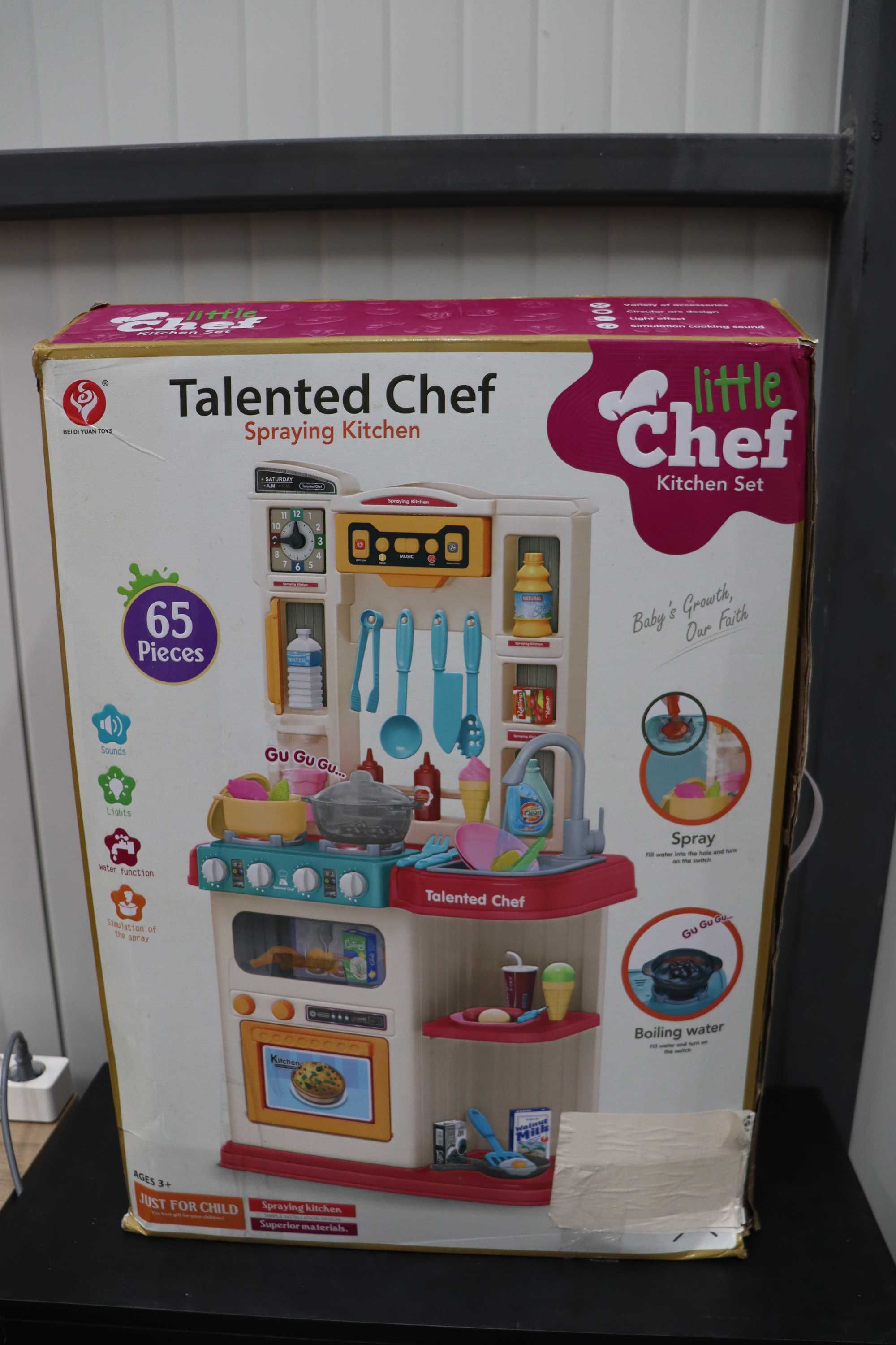 Детска кухня Little Chef - С пара, течаща вода и абсорбатор, 65 части