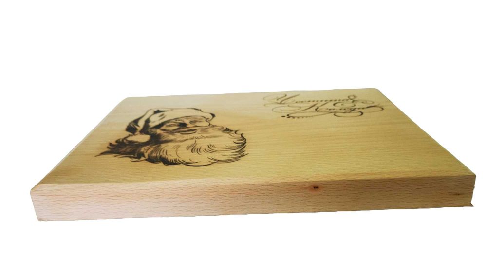 Дъска за мезета с Дядо Коледа и лазерна пирография