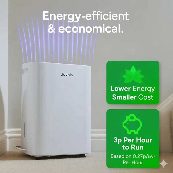 Devola 12 л/ден обезвлажнител и HEPA H13 пречиствател на въздух,DVH12L