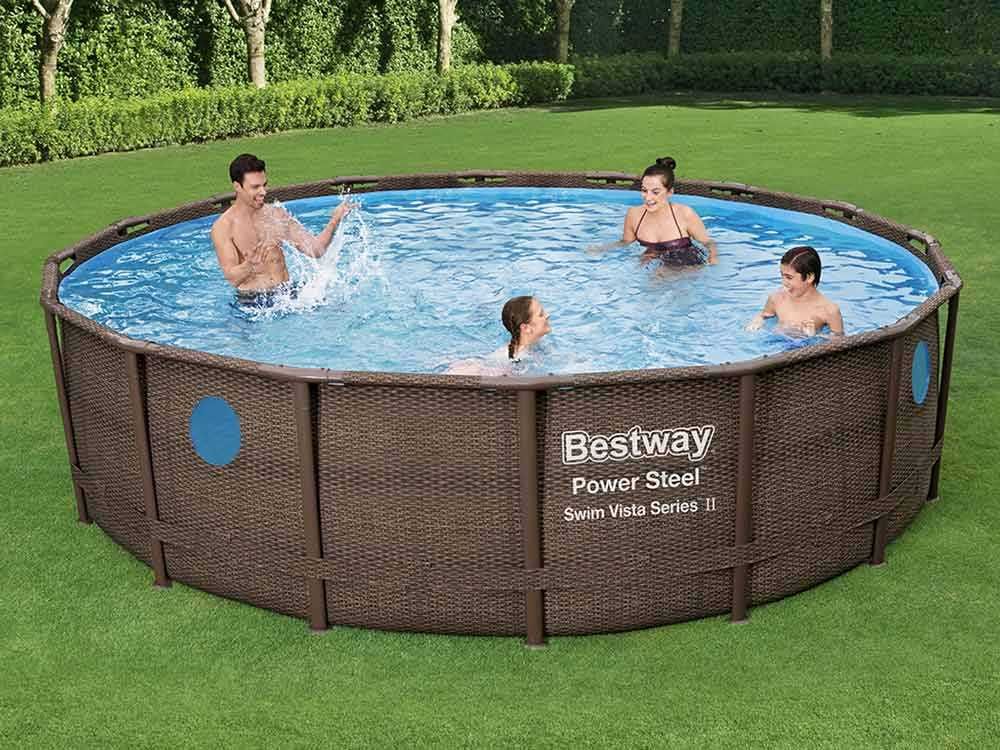 Басейн с конструкция, ратан, 488x122см, Bestway 56725, с аксесоари