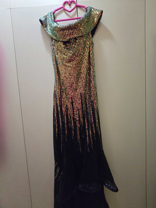 Официална коктейлна рокля- размер S-M, тъмно син цвят