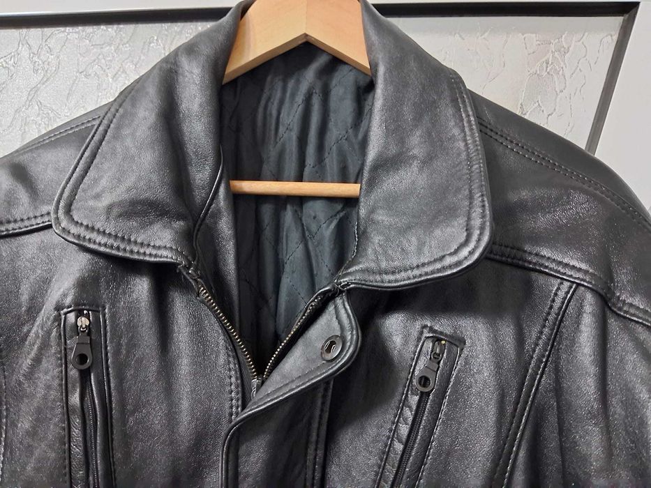 Geaca piele, culoare neagra, marimea XL