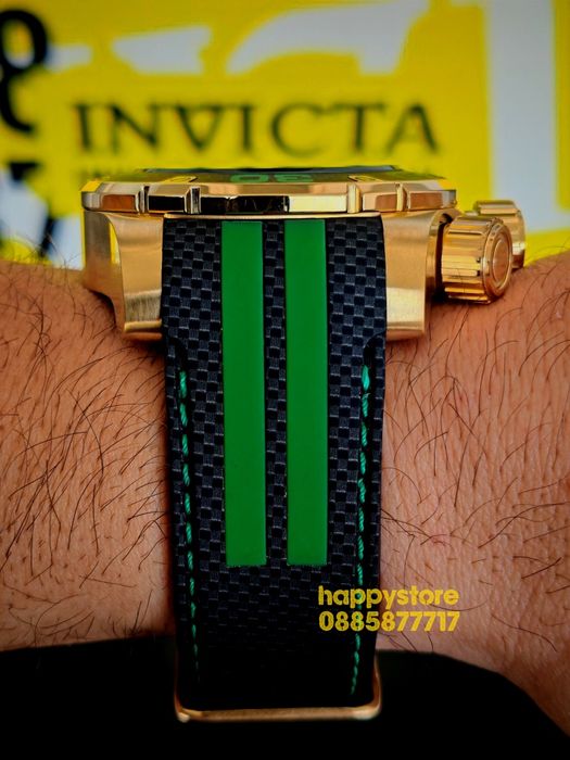 INVICTA Carbon Gold/Green 52 mm, Инвикта нов ръчен часовник