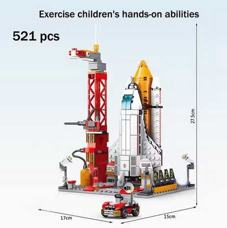 Set cu piese de constructii tip Lego Space Center cu 521 piese