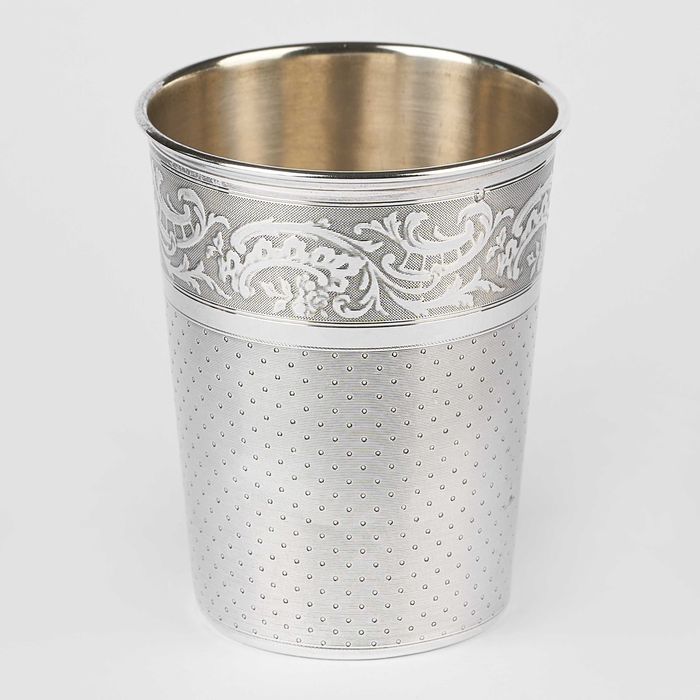 Pahar din argint 950 ,Franta cca 1890-model guilloche-270 ml-argint.ro