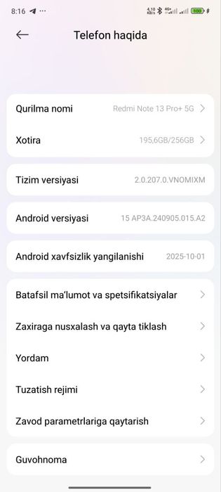 Redmi note 13pro+ 8 256 sotiladi