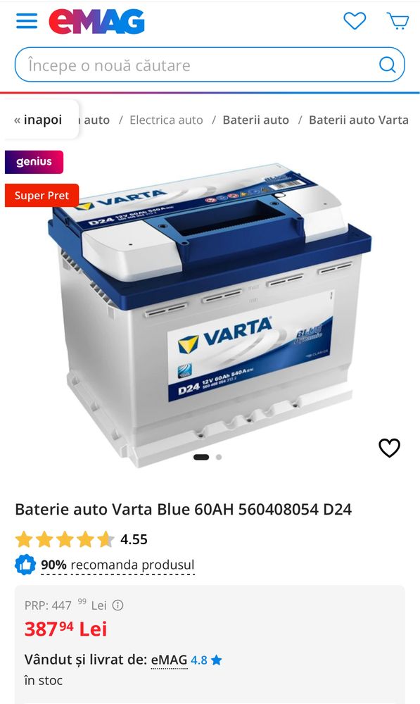 Vând baterie Varta