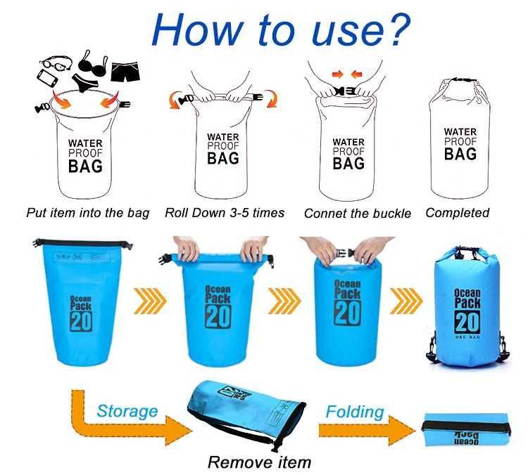 Dry bag 10L 20L geanta waterproof rucsac etans apa plaja caiac rafting