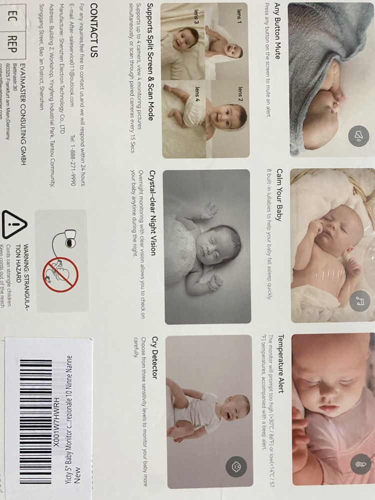 Monitor pentru bebeluși cu ecran divizat HD Babysense