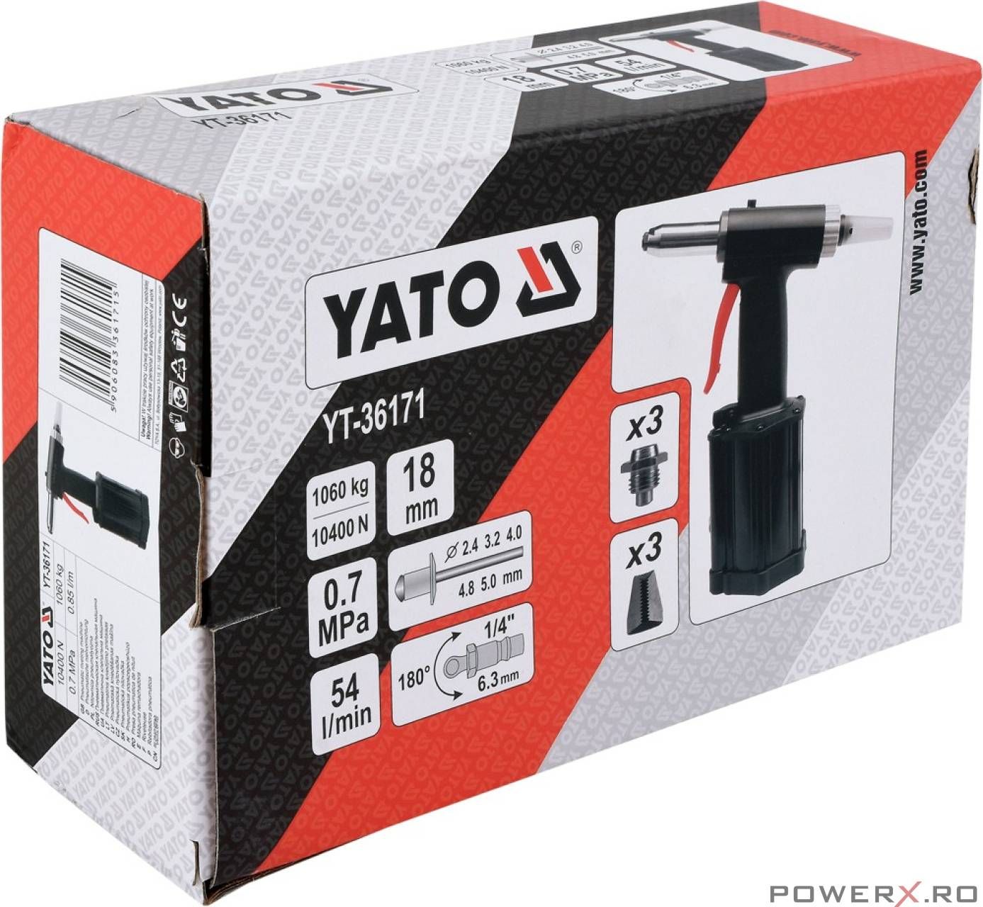 Presa Pneumatica pentru Nituit 2.4-5MM YATO YT-36171