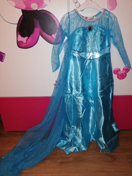 Rochie/rochita Elsa Frozen-model cu trena lunga petreceri/aniversari