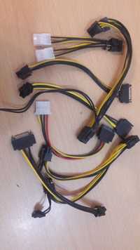 Cablu adaptor SATA, spliter 6+2 pini, molex