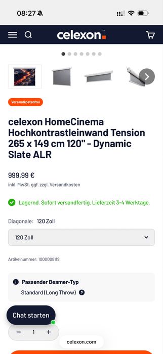 Ecran Proiectie ALR electric nou!