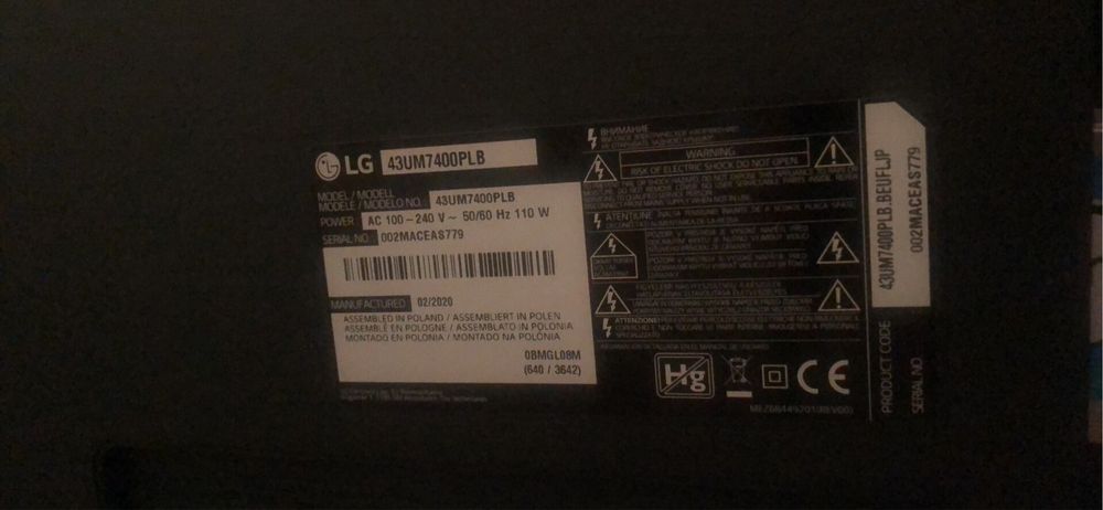 Vand tv LG diagonala 108 !