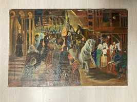 Стара рисувана картина  масло картини български художник 1978 г