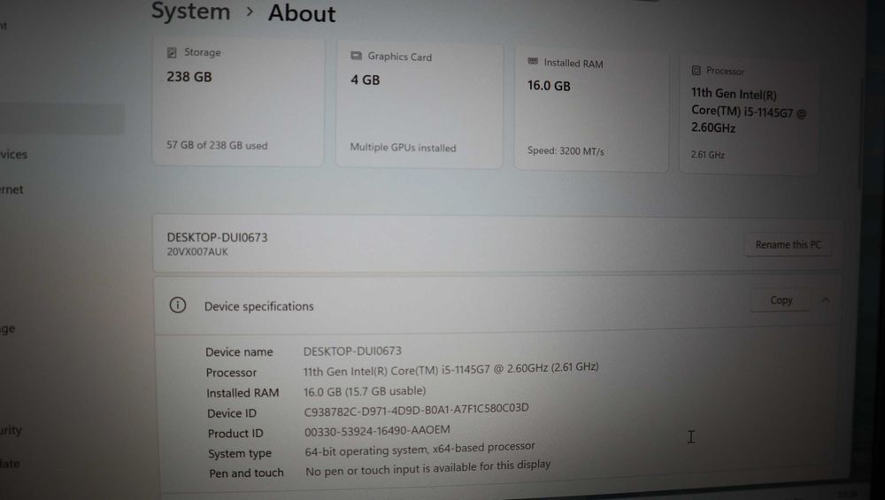 Lenovo ThinkPad P14s Gen2 FHD IPS Nvidia T500 /i5 1145G7/ 256 GB/ 16GB