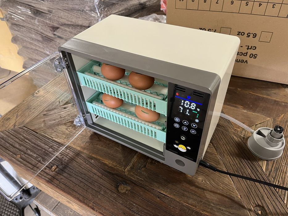 Инкубатор за яйца, 24 яйца, автоматичен контрол на влажността, PID кон