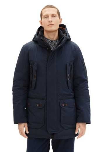 Geaca parka XL XXL CHEVIGNON puf si pene premium albastru