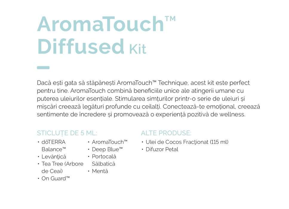 Kit doTERRA AromaTouch 8 uleiuri de 5ml + difuzor Petal