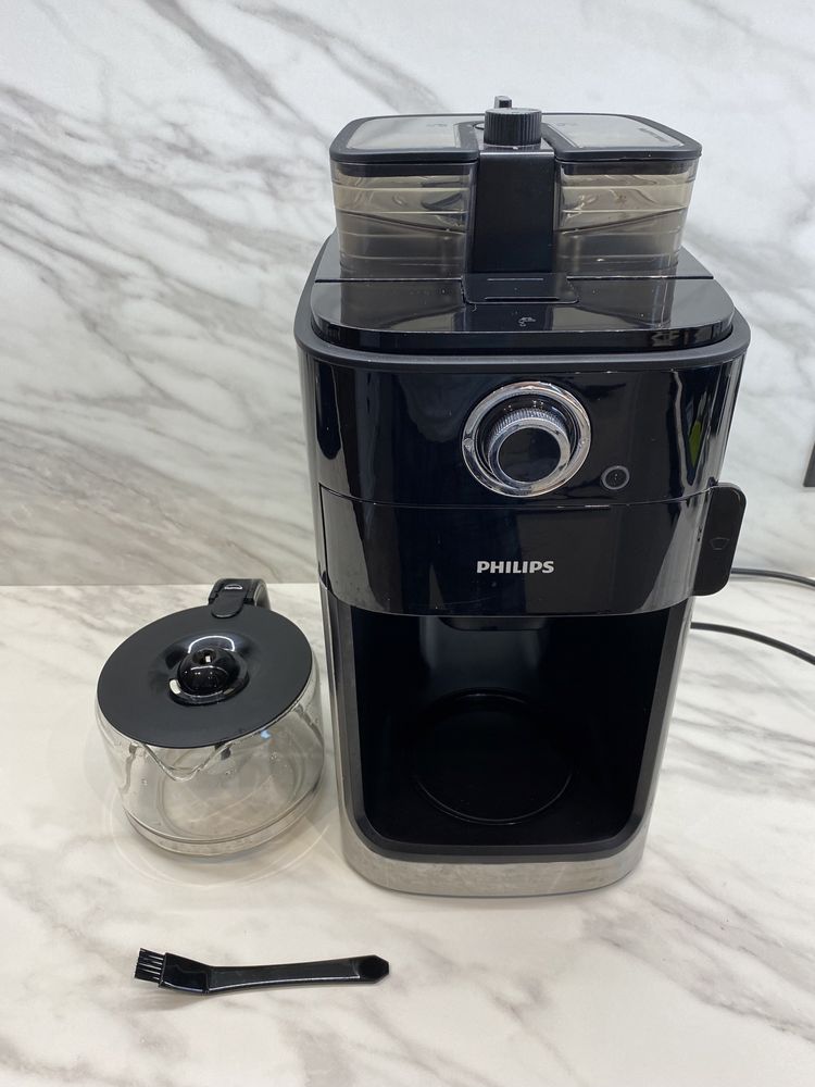 Кафе машина Philips Grind & Brew HD7769/00, 1000 W, Стъклена кана