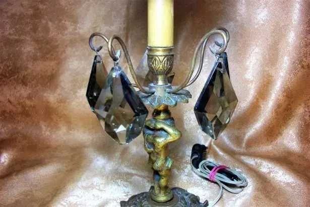 Set veioze sculpturale bronz, amorasi, Baroc Victorian, sec 19