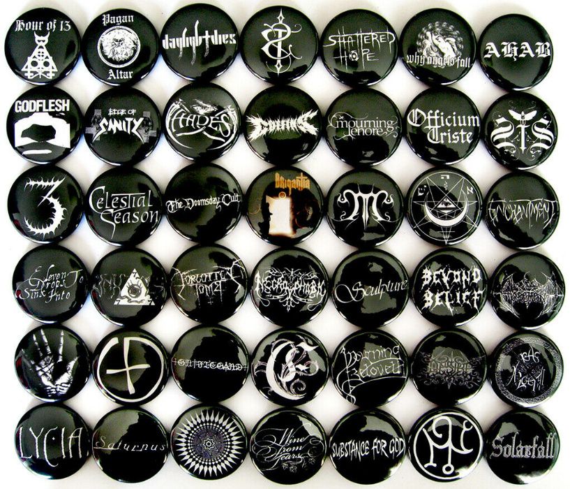 Значки на различни рок, поп и метъл групи 42бр в комплект за 35лв