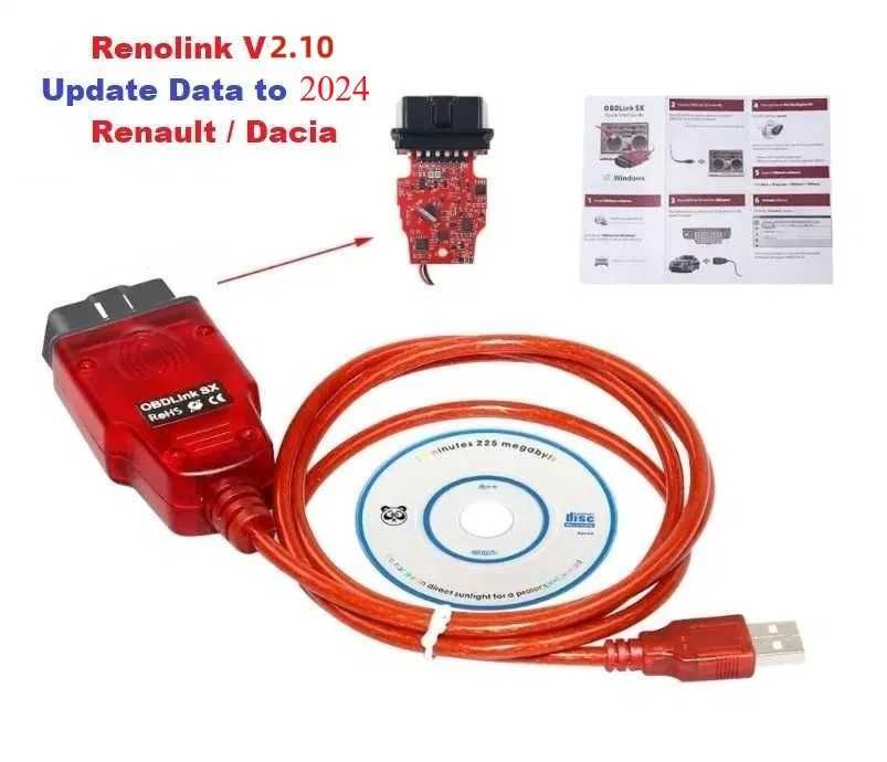 RenoLink V2.10 SX Diagnoza ECU Prog Codare Key Airbag KM Dacia Renault